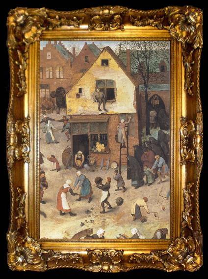 framed  Pieter Bruegel battle between carnival and fast, ta009-2